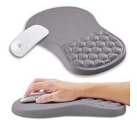 KUOSGM Ergonomic Mouse Pad Wrist Support with Memory Foam Massage Bulge, Carpal Tunnel Pain Relief Mousepad Wrist Rest for Mouse(12x8 inch, Silver Gray Light Purple)