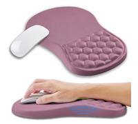 Kuosgm Ergonomic Mouse Pad Wrist Support with Memory Foam Massage Bulge, Carpal Tunnel Pain Relief Mousepad Wrist Rest for Mouse(12x8 inch, Dark Pink)