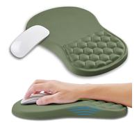 Kuosgm Ergonomic Mouse Pad Wrist Support with Memory Foam Massage Bulge, Carpal Tunnel Pain Relief Mousepad Wrist Rest for Mouse(12x8 inch,Olive Green)