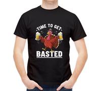 KUOSGM Trendy Men's Slim Fit Cotton T-Shirt with Fun Humorous Prints, Thanksgiving Beer Feast Turkey, XL