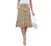 KUOTAI Women's Flowy Skirt Midi Length High Waist A-Line Skirts with Pockets Flared Below The Knee Skirts, Colorful Paint, S