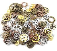 kuou 100 Grams Cogs and Gears, Steampunk Accessories Assorted Antique Steampunk Craft for Crafting Jewelry Making Accessories