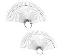kuou 100 PCS Clear Fake Nail Swatches Fan-shaped Nails Display Sticks, Nail Art Tips Color Sticks Pop Sticks Nail Display Ring for Nail Gel Polish Practice