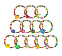 kuou 12Pcs Colourful Wooden Bracelets Set, Party Bag and Stocking Fillers Loot