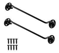 kuou 2Pack 10 inch Hook and Eye Latch, Stainless Steel Shed Lock Cabin Hooks Outside Metal Door Look Gate Latches with Mounting Screws for Door Gate Window Closet Silent Brace Black