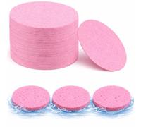 kuou 30 PCS Compressed Cellulose Facial Sponges, 80 mm/3.1 Inch, Pink