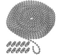kuou 4.5mm Metal Beaded Roller Blind Chain Extension Cord, 9.8 Feet/3 Meter Beaded Pull Chain with 10 Matching Connectors
