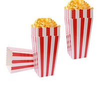 kuou 50 Pcs Popcorn Bags, Small Popcorn Cartons Striped Paper Popcorn Boxes Cardboard Candy Container for Parties, Sweets, Kids, Gifts, Birthday, Wedding, Movie Night (2 x 2.7 x 4.5 inch)