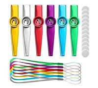 kuou 6 Pack Kazoos, Multipack Kazoo Metal Kazoo Musical Instruments Kazoo Instrument with 6 Flute Membrane & 6 Strings for Music Lover（Not suitable for children under 3 years old）