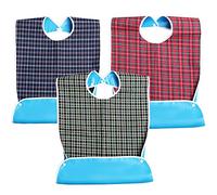kuou Adult Bibs, Adult The Eldly Bib Adult Washable Dining Bibs for Elderly （3 Pack,Red,Green,Blue）