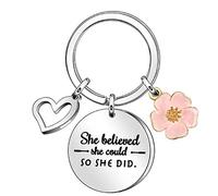 kuou Inspirational Quote Keychain She believes she could so she did Keyring Keychain Gifts Women Girl's Key Ring Chain for Best Friends, Daughter, Sister