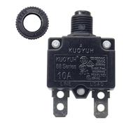 KUOYUH USA 10 Amp 88 Series Quick Connect Terminals Push-to-Reset Thermal Circuit Breaker with Transparent Waterproof Button Dust Cover (1 Pack)