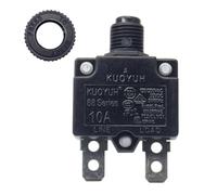 KUOYUH USA 10 Amp 88 Series Quick Connect Terminals Push-to-Reset Thermal Circuit Breaker with Transparent Waterproof Button Dust Cover (1-Pack)