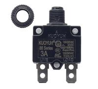 KUOYUH USA 3 Amp 88 Series Quick Connect Terminals Push-to-Reset Thermal Circuit Breaker with Transparent Waterproof Button Dust Cover (1 Pack)