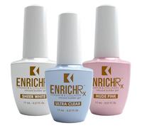 KUPA EnrichRx Builder Gel Trio Pack - Ultra Clear, Sheer White, Nude Pink - Vitamin E & Collagen Infused, UV/LED Soak-Off Gel Brush On Natural Nail, 0.57 Fl Oz (Pack of 3)