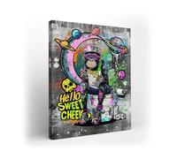 Kuphsod Banksy Monkey Canvas Wall Art Banksy Graffiti Animals Print Painting Funny Monkey Sitting in Toilet Picture Modern Artwork Decor For Bathroom Toilet Framed Ready To Hang 12x16 Inch