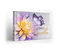 Kuphsod Purple Butterfly Canvas Wall Art Rustic Flower Butterfly Print Painting Purple Bathroom Picture Modern Home Artwork Decor For Living Room Kitchen Bathroom Framed Ready To Hang 12x16 Inch