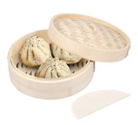 Kuphy Bamboo Steamer Basket 1/2 Layers Handmade Bamboo Dumpling Steamer 10 Inch Lightweight Food Steamer Baskets Eco-Friendly Bamboo Steamer for Steaming Dumplings Vegetables Fish Rice