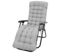 Kuphy Sun Lounger Cushion 170 x 50cm, Soft Comfortable Lounger Chair Pad, Non-slip Thick Extra Long Recliner Chair Cushion for Indoor Outdoor Garden Patio Beach (Grey)