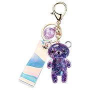 KUPOOL Acrylic Starry Bear Keychain Cute Trendy Bear Key Ring/Pendant Key Chain Jewelry Gift For Children Women Girlfriend Trendy Bag Backpack Car Keys Pendant, Purple