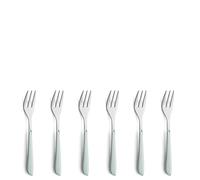 Kuppels Prisma Cake Fork Cutlery Set Made of 18/0 Stainless Steel, 6 Pieces, for 6 People, High-Quality Plastic Handle Shells in Mint, Rustproof and Dishwasher Safe
