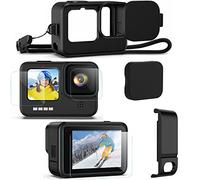 Kuptone Accessory Kit for GoPro 12/11/10/9 Black [10PCS], Protective Silicone Case with Cord+6PCS Screen Protectors + 3PCS Lens Cap Cover for GoPro Hero 12/11/10/9