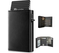 KuqitsBai Wallet for Men with Card Holder, Smart Mens Wallet Pop Up with RFID Blocking, Wallet Magnetic Closure for 10-14 Cards, ID Window, Cash Slot - Ideal Gifts for Men, Black, Wallet for Men