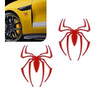 KUQUTIDY 2PCS 3D Spider Emblem, Personalized Spider Shape Stickers Decals, Rust-Proof Metal Chrome Car Badges for Vehicle Body Bumper Fender Hood Window, Car Exterior Decoration Accessories (Red)