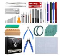 KURAKAWA Premium Gundam Tool Kit, 19 Pcs Deluxe Hobby Model Building Tools Set with Model Nippers, Scribing Blade, Pin Vise, Hobby Knife and A4 Cutting Mat for Gunpla, Plastic Models
