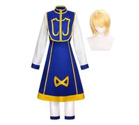Kurapika Cosplay Costume Feitan Pōtoo Cosplay Outfits, Blue Uniform Robe Skirt or Feitan Pōtoo Gown With Exaggerated Stand-Up Collar Full Set, Anime Cosplays Outfit Halloween Carnival Clothes