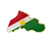 Kurdish Flag Enamel Pin Country Map Shape Red White Green Design with Sun Emblem Metal Lapel Badge Polished Finish Secure Clasp Collectible Cultural Accessory 3.1 x 1.6cm