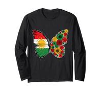 Kurdish Girls Roots Kurdistan Flag Pride Heritage Butterfly Long Sleeve T-Shirt
