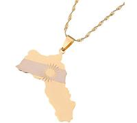 Kurdistan Gold Map Flag Necklace Pendant & 50cm Chain Kurd Kurdish Country UK Seller