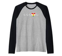 Kurdistan Heartbeat Design Kurdish Flag Heart Raglan Baseball Tee