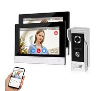 KurDunly 7" Wired Video Door Phone Intercom System 1080P Indoor Monitor Touch Screen with HD Infrared Outdoor Doorbell WIFI Tuya APP for Villa Home Office Apartment (2 Indoor Unit + 1 Outdoor Unit)