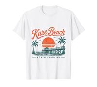 Kure Beach North Carolina Sunset Pier Scene Value Graphic T-Shirt, Men, White, M