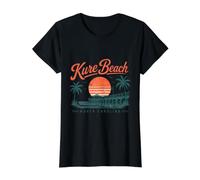 Kure Beach North Carolina Sunset Pier Scene Value Graphic T-Shirt, Women, Black, M