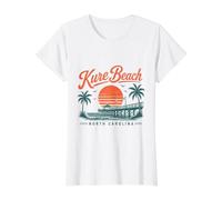 Kure Beach North Carolina Sunset Pier Scene Value Graphic T-Shirt, Women, White, L