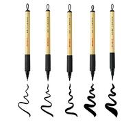 Kuretake Bimoji Brush Pen, Extra Fine, Fine, Midium, Broad, Midium/Bristles, Value Set of 5