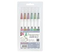 Kuretake CLEAN COLOR DOT Single Mild Smoky 6 colors set, Flexible dot tip marker, for Journals, Crafts, Illustration, Lettering, Planners, for Adult, s, Made in Japan