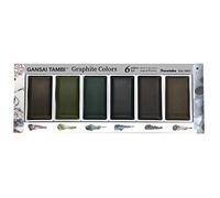 Kuretake Gansai Tambi GRAPHITE Colors, 6 Color Set, Watercolor Paint set, Ideal for Calligraphy, Illustrations, Brush Lettering, Fineart and more, Black Sumi Ink color, Made in Japan, MC20GR/6V
