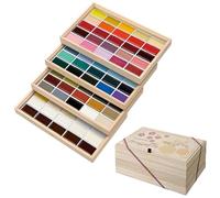 Kuretake GANSAI TAMBI Watercolor paint set 100 colours with Wooden Box, Professional-quality art supplies for artists Non-Toxic, Made in Japan