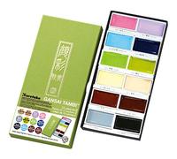 Kuretake Gansai Tambi Watercolor Paint Set, 12 Nuance Colours, Japan | 12 new nuance colors, smooth blending pigment, oversized pans, color chart included, Professional Use, Artist Grade
