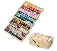 Kuretake Gansai Tambi Watercolor Paint Set 4, 100 Colours, WoodenBox, Japan | All 100 colors, wooden gift box, includes Starry, Iridescent & Sumi colors, Professional Use, Artist Grade