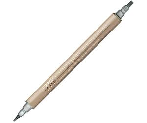 Kuretake KUMS-8400-102 Zig Memory System Twin Marker, Calligraphy Metallic, 102 Silver