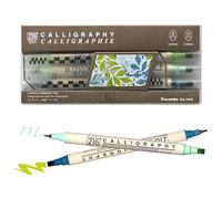 Kuretake ZIG CALIGRAPHY MARKER Pens 3 colours set (Kiwi Mint), 2mm 5mm Dual tip, for Art, illustration, Journaling, Made in Japan