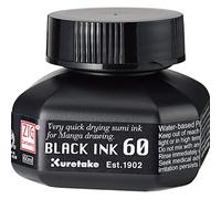 Kuretake Zig Cartoonist Black Ink 60ml, for dip Pen, Brush, Quick Dry, Drawing, Calligraphy, Illustration, Lettering, for Professional, Artists, Manga, Made in Japan