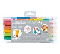 Kuretake ZIG Clean Color DOT 12 colors set, Dual tip, for journaling, Crafts, Illustration, Lettering 0.5mm fine tip on one end and a Flexible dot tip, AP-Certified, Made in Japan