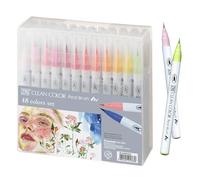 Kuretake Zig Clean Color Real Brush 48 colors set, Brush tip marker pens, for Professional and Artist, coloring, drawing, calligraphy, lettering, Made in Japan