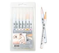 Kuretake ZIG CLEAN COLOR Real Brush 6 colours set (Portrait colors-I), Professional-quarity Flexible tip Watercolor Marker Pens, Made in Japan